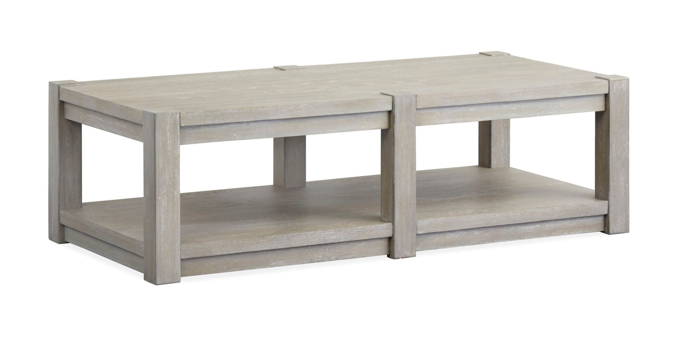 Burgess - Rectangular Shelf Cocktail Table With Casters - Calico Gray