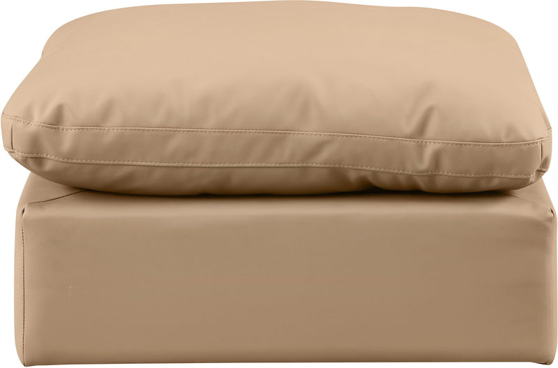 Indulge - Faux Leather Ottoman - Tan