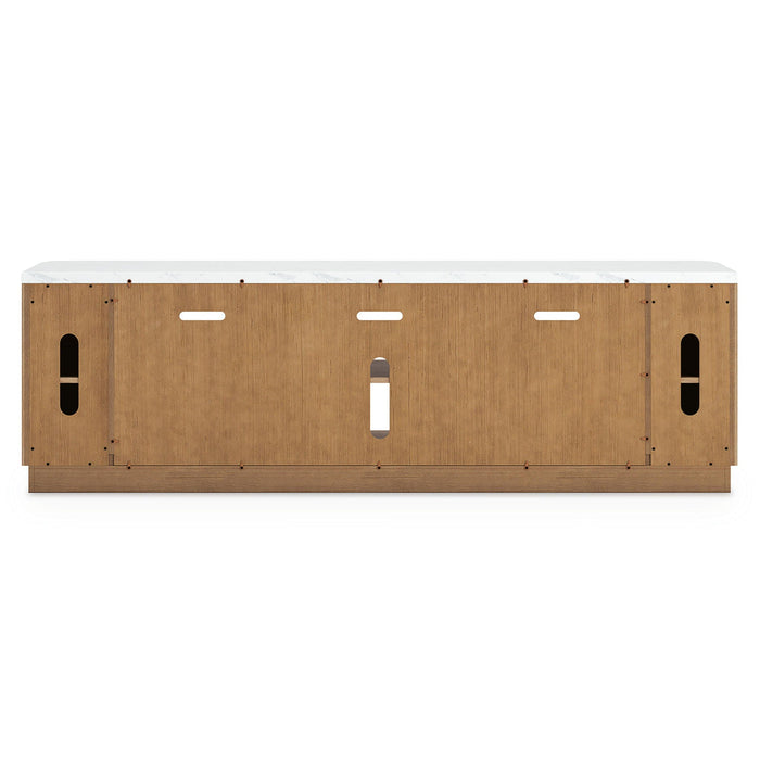Camdill - XL TV Stand With Fireplace Option - Light Brown