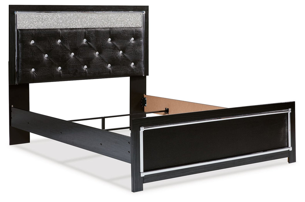 Kaydell Black Upholstered Glitter Panel Bed