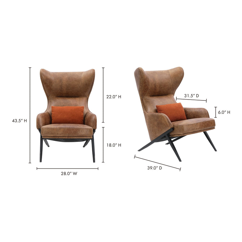 Amos - Leather Accent Chair - Light Brown