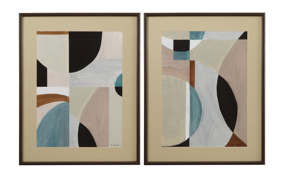 Curved Vision Contours Framed Print - Light Brown