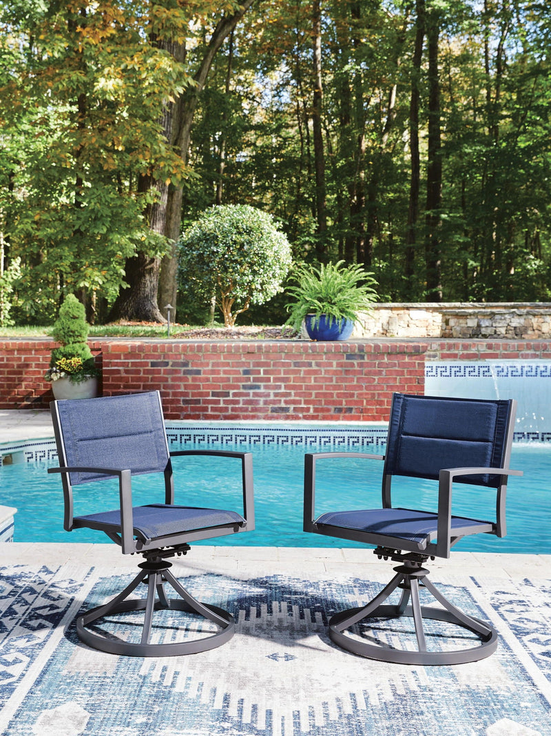 Rocky Creek - Sling Swivel Chair (Set of 2) - Blue / Gray