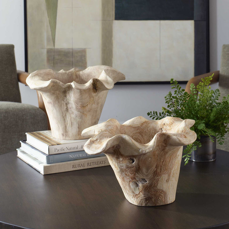 Teak Flow - Outdoor Bowl - White Wash