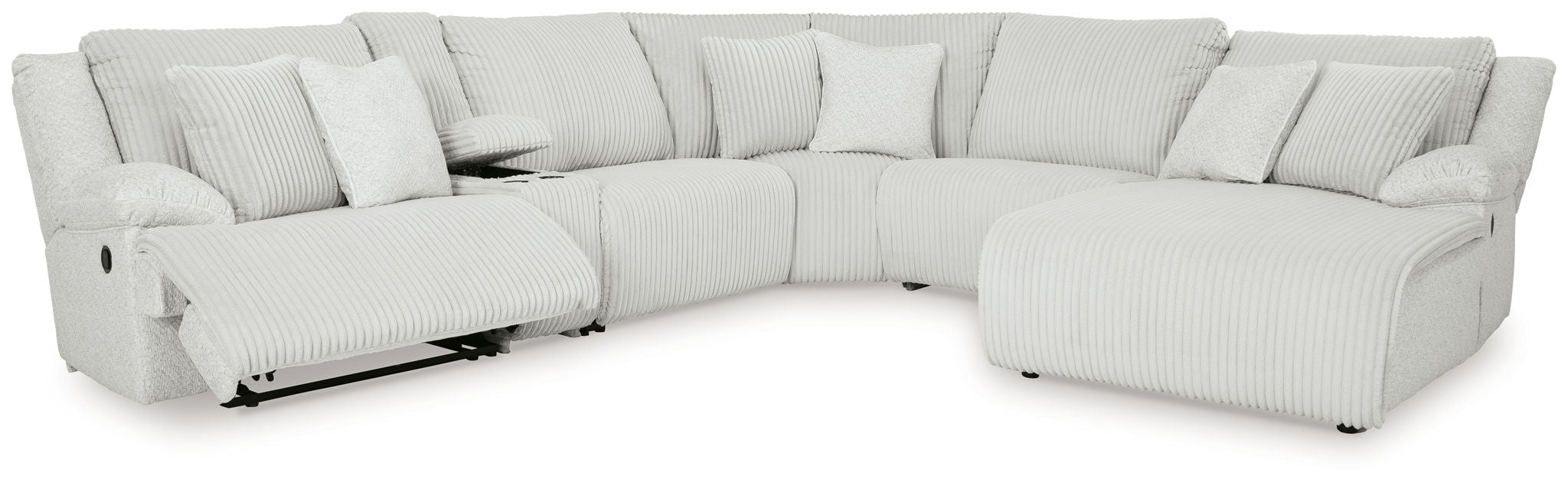 Top Tier - 6-Piece Reclining Sectional With Raf Chaise - Fabric - Alloy