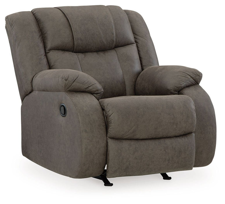 First Base - Rocker Recliner - Faux Leather - Gunmetal