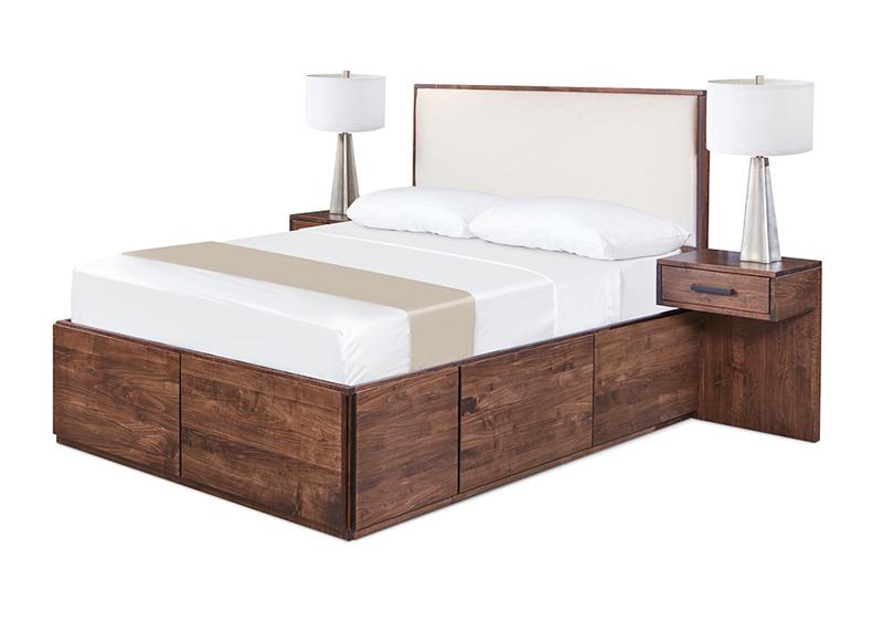 AlaCarte Lisbon Condo Platform Bed Collection with Upholstered Headboard and storage