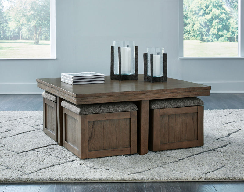Boardernest - Cocktail Table With 4 Stools (Set of 5) - Brown