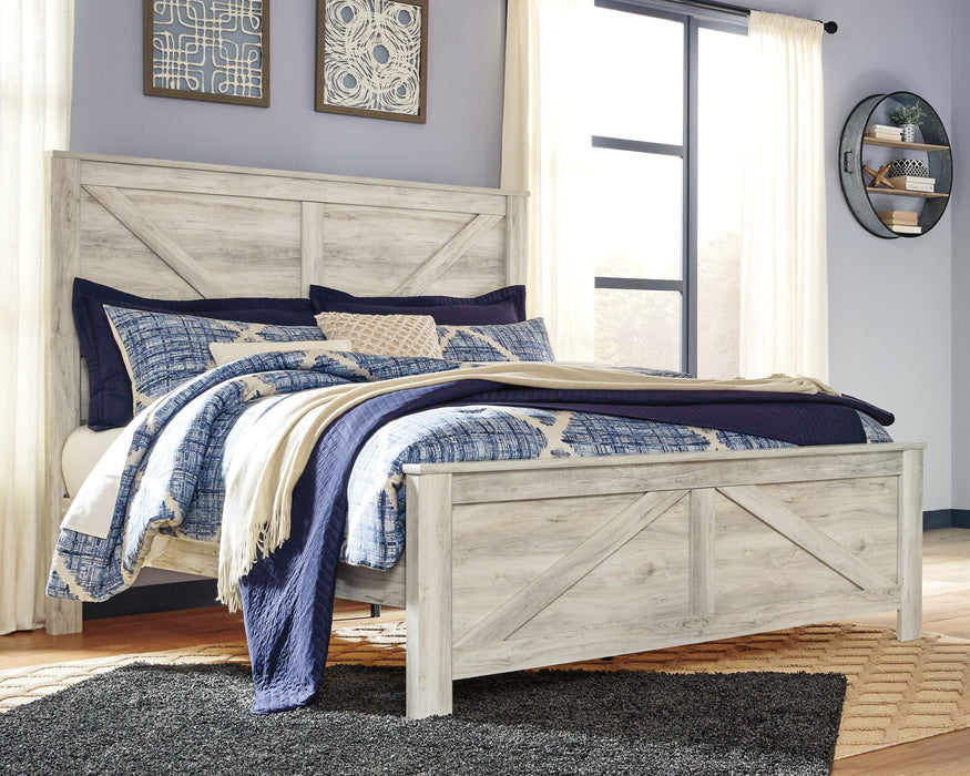 Bellaby Whitewash Crossbuck Panel Bed - Queen