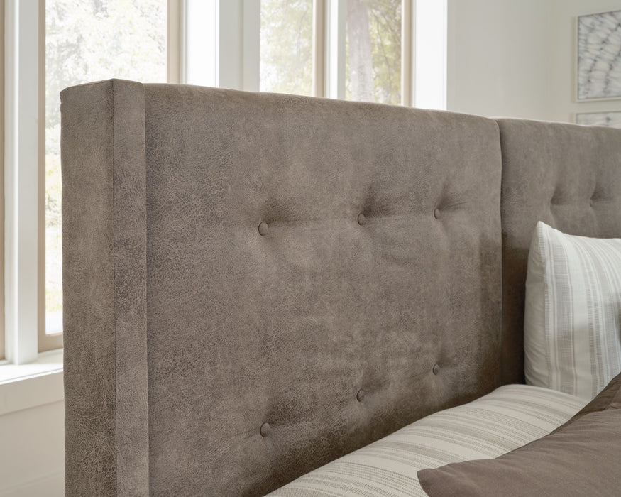 Wittland Brown Upholstered Panel Bed