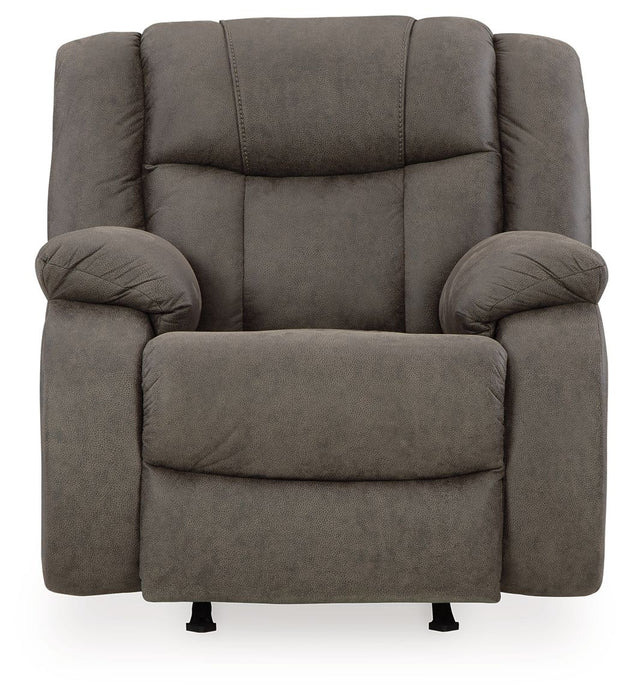 First Base - Rocker Recliner - Faux Leather - Gunmetal