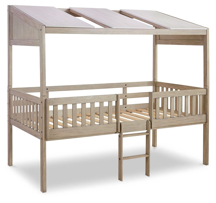 Wrenalyn White / Brown / Beige Twin Loft Bed With Roof Panels