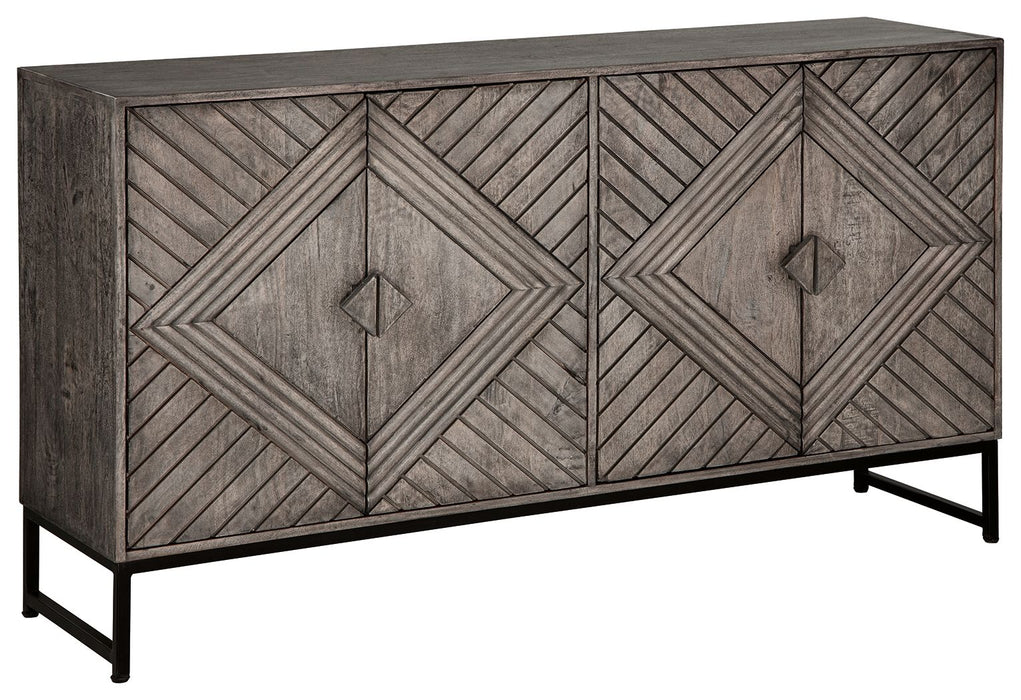 Treybrook Distressed Gray 4 Door Accent Cabinet