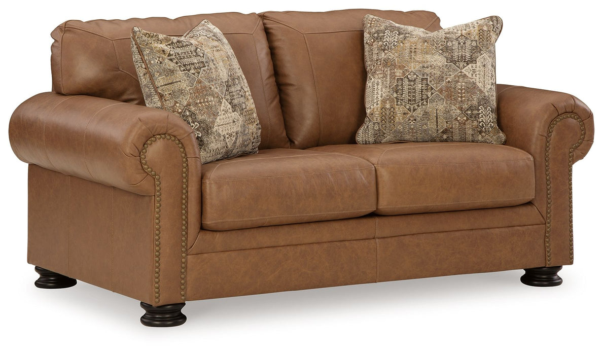 Carianna Leather Loveseat - Caramel