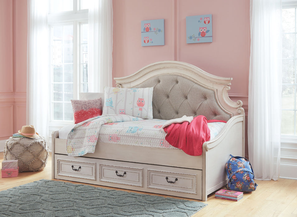 Realyn Chipped White Twin Day Bed With Storage