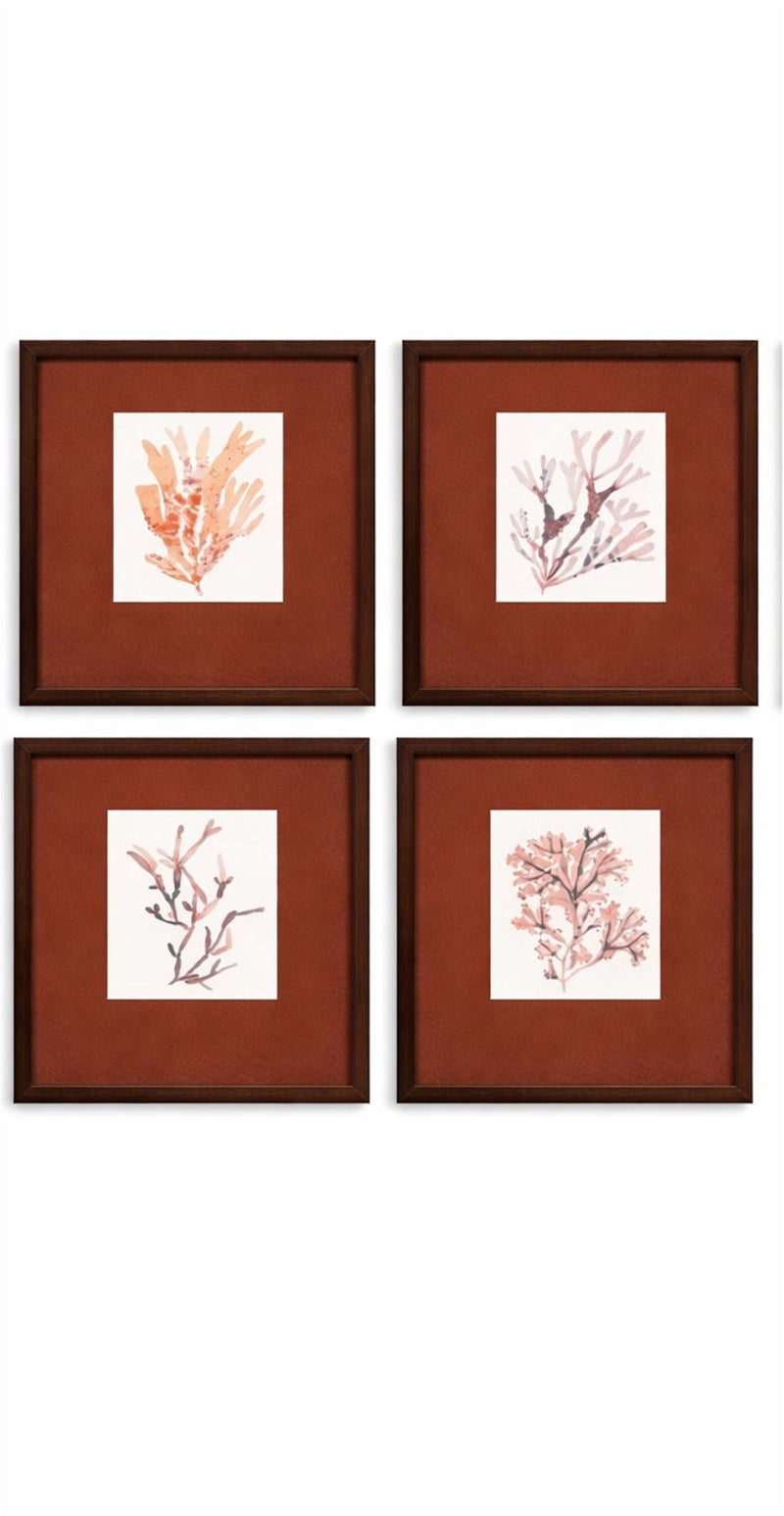 Coastal Collection Framed Print (Set of 4) - Red