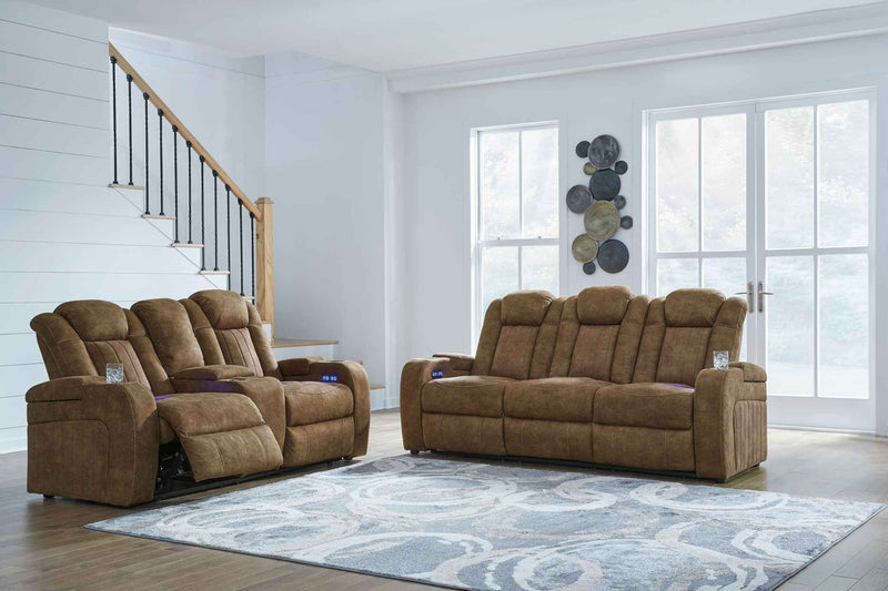Wolfridge - 2 Pc. - Power Reclining Sofa, Power Reclining Loveseat With Console - Brindle