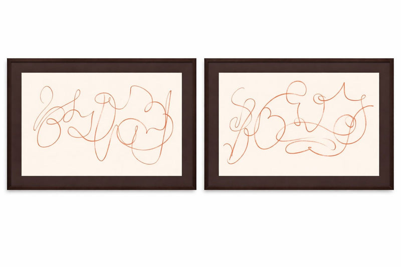 Meandering Lines Framed Print (Set of 2) - Cream