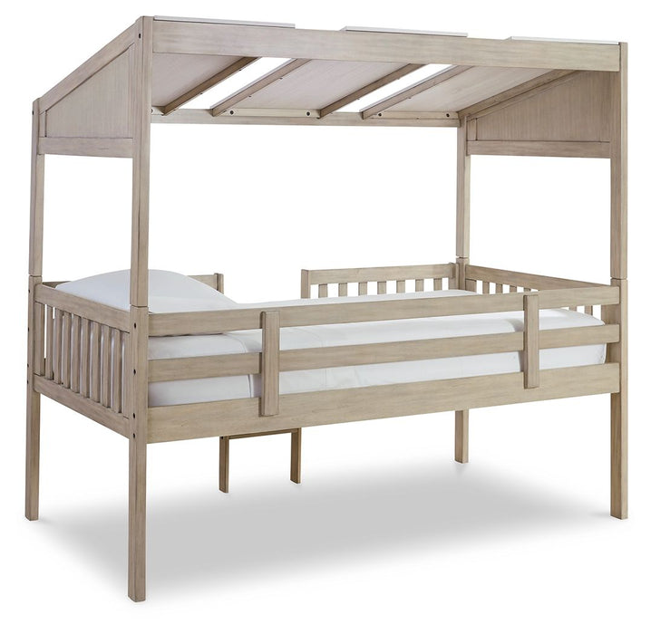 Wrenalyn White / Brown / Beige Twin Loft Bed With Roof Panels