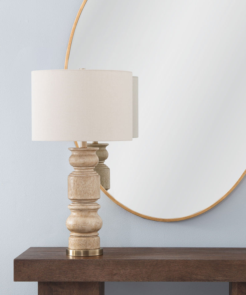 Helford - Table Lamp - Light Brown / White
