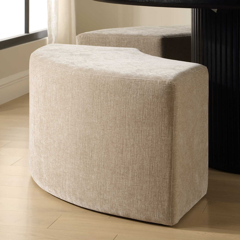 Khai - Rounded Plush Dining Bench - Brown