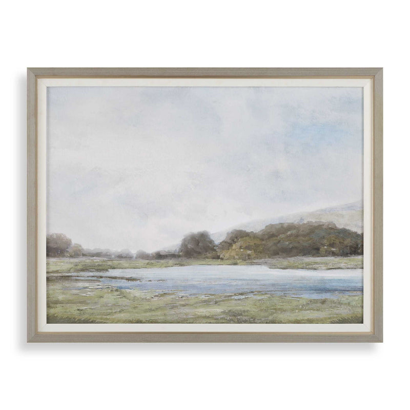Restful Vista-Awe - Landscape Art - Black / Blue / Brown / Gold / Gray / Green / Woodtone