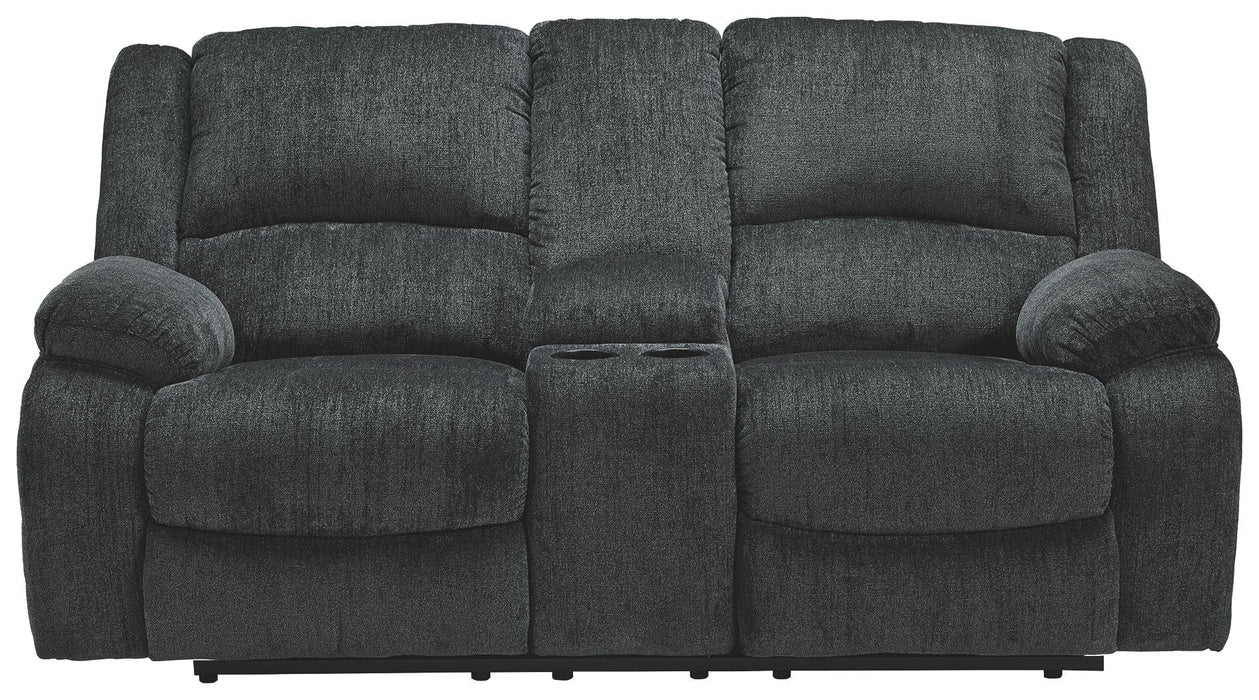 Draycoll - Dbl Reclining Loveseat W/Console - Fabric - Slate