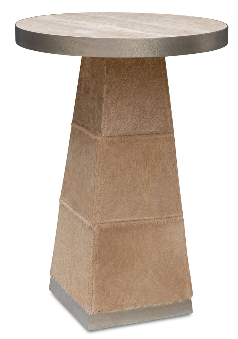 Melange - Vaquero Spot Table - Light Brown / Beige / Silver