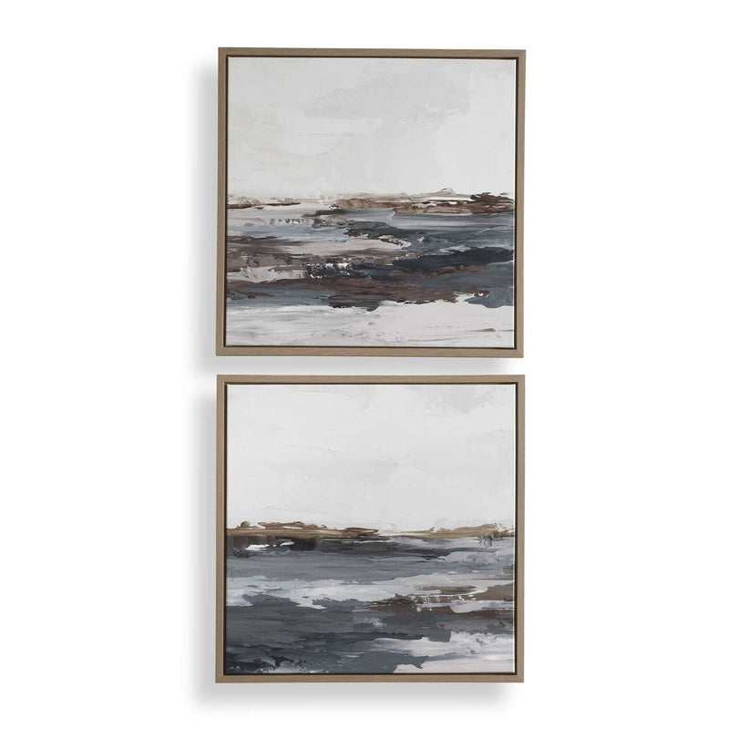 Bring Me In - Framed Landscape Painting (Set of 2) - Blue / Brown / Pink / Purple / White