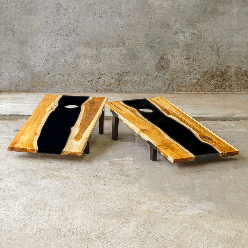 Clearwood Black - Cornhole Game (Set of 2) - Black / Woodtone