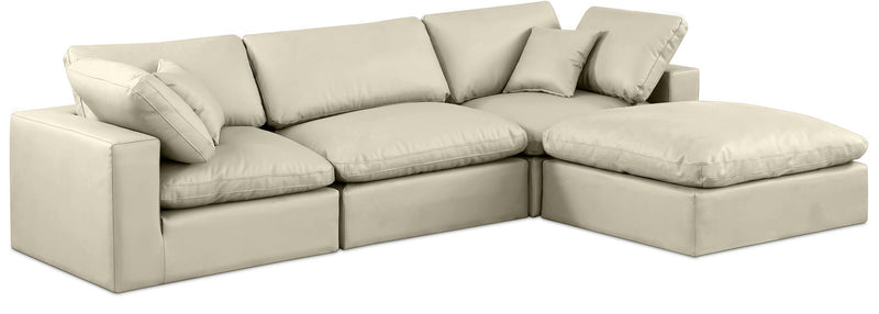 Comfy - 4 Piece Faux Leather Modular Sectional With Chaise