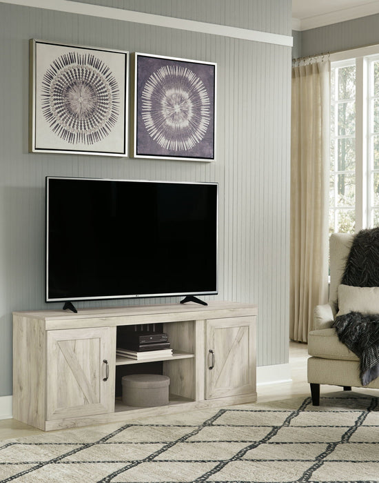 Bellaby - TV Stand With Faux Firebrick Fireplace Insert - Whitewash