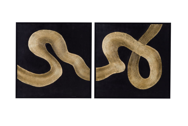 Connected Frame Canvas (Set of 2) - Black / Gold