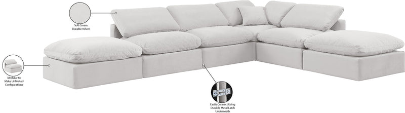 Indulge - Velvet 6 Piece Modular Armless Sectional