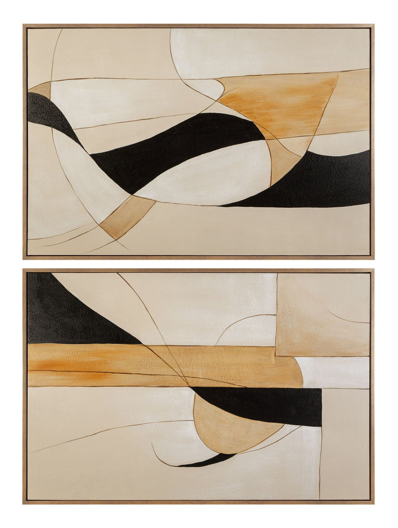 Golden Contour Framed Canvas (Set of 2) - Gold