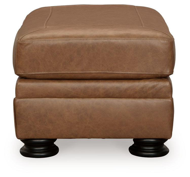 Carianna Leather Ottoman - Caramel