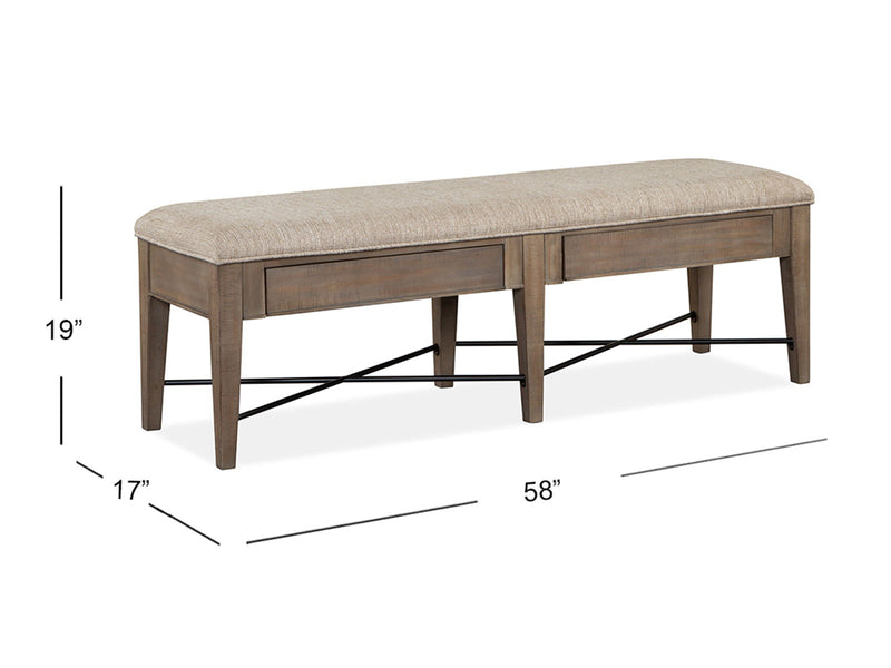 Paxton Place - Bench With Upholstered Seat - Dovetail Gray