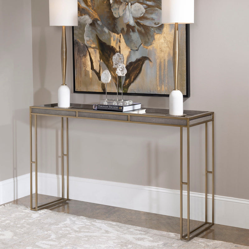 Cardew - Modern Console Table - Silver & Gold