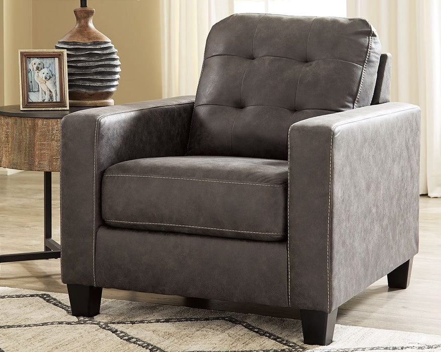 Venaldi Gunmetal 2 Pc. Chair With Ottoman