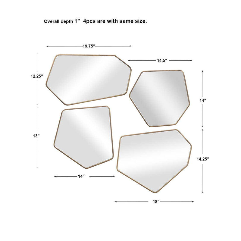 Linneah - Modern Mirrors (Set of 4) - Gold