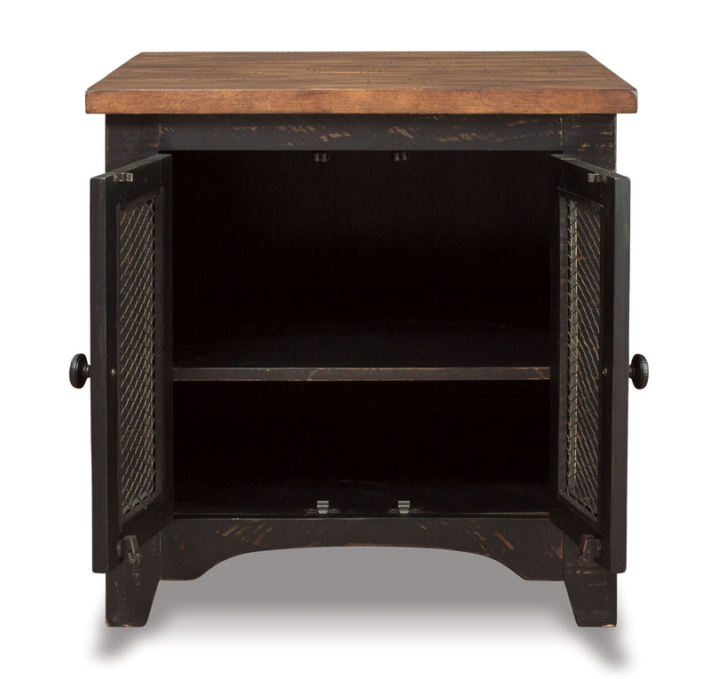 Valebeck - Rectangular End Table - Black / Brown