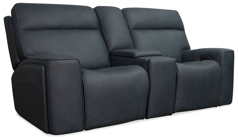 MS - Riverton Power Gliding Console Loveseat With Power Headrest And Lumbar