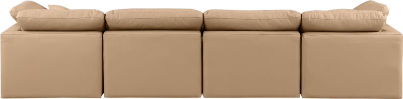 Indulge - Faux Leather 4 Piece Modular Sofa - Tan