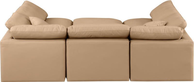 Indulge - Faux Leather 6 Piece Modular Sectional - Tan