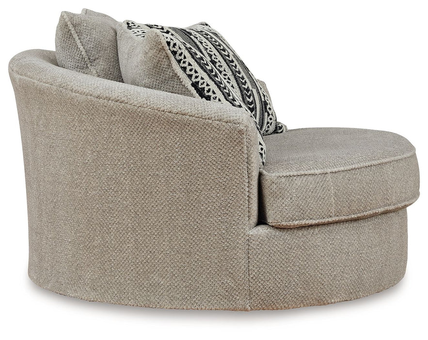 Calnita - Oversized Swivel Accent Chair - Fabric - Sisal