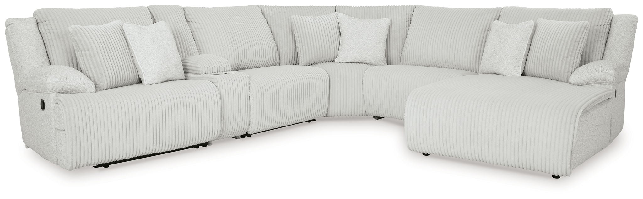 Top Tier - 6-Piece Reclining Sectional With Raf Chaise - Fabric - Alloy