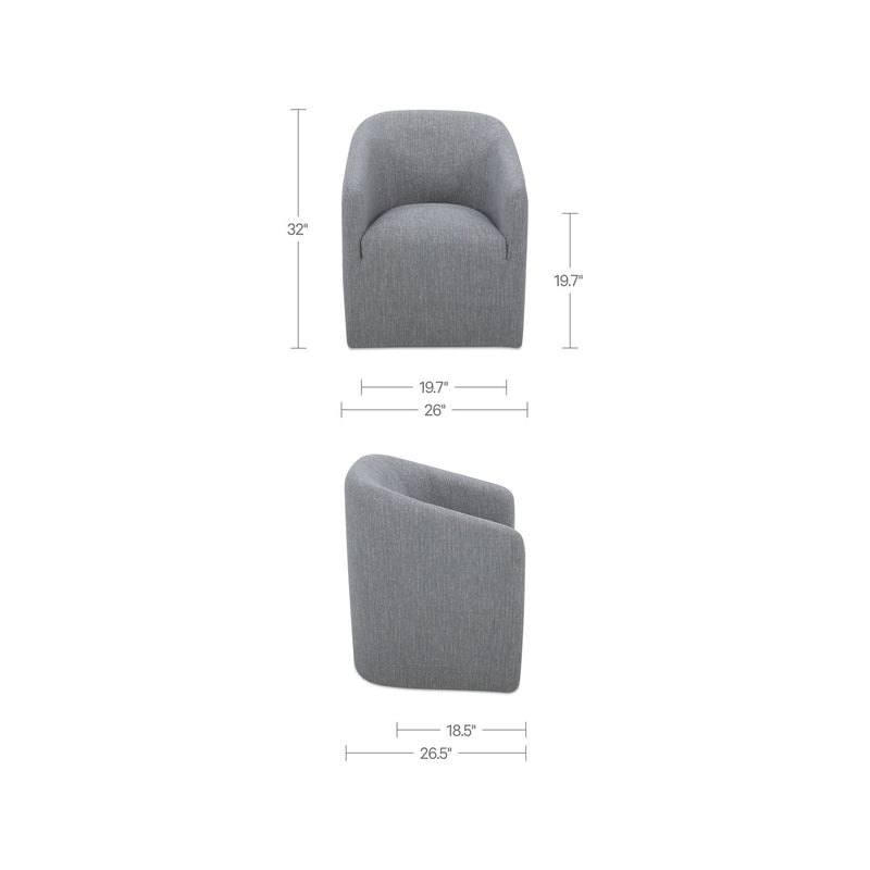 Sandy - Fabric Rolling Dining Chair - Gray