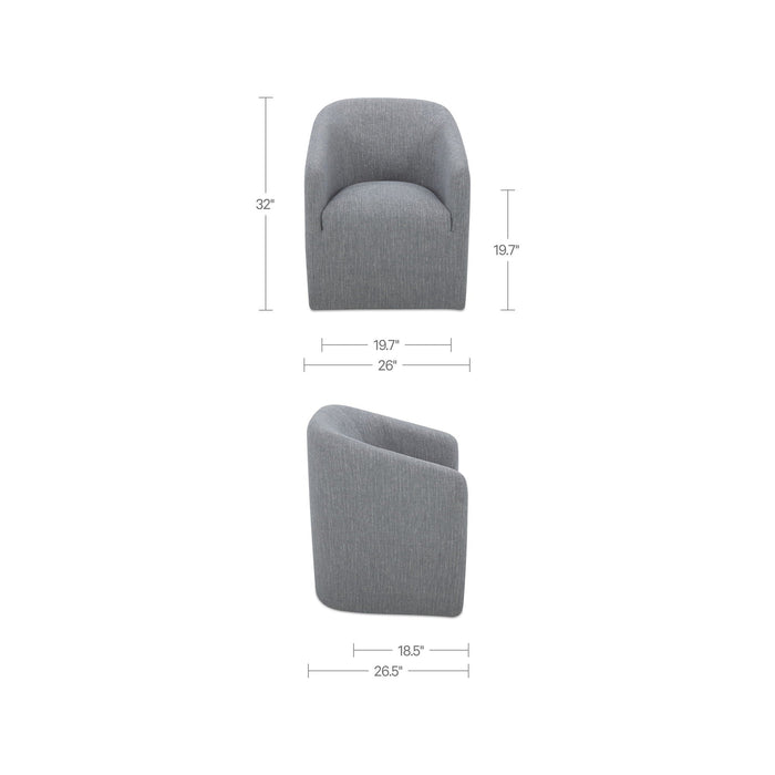 Sandy - Fabric Rolling Dining Chair - Gray