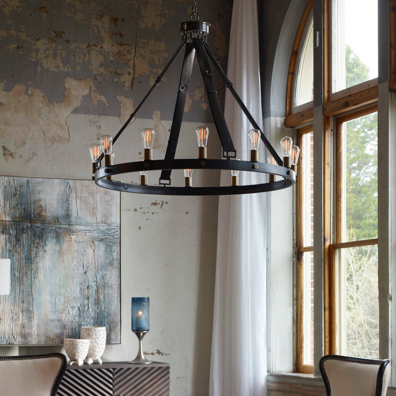 Marlow - 12 Light Circle Chandelier - Black