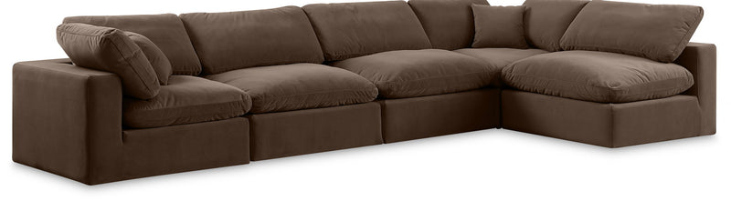 Comfy - 5 Piece Velvet Modular Sectional